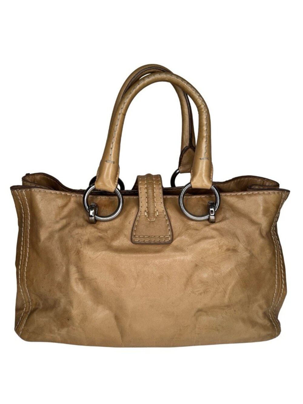 vintage Prada Vitello Shine Turn-Lock bag tan beige calf leather - Picture 2 of 16